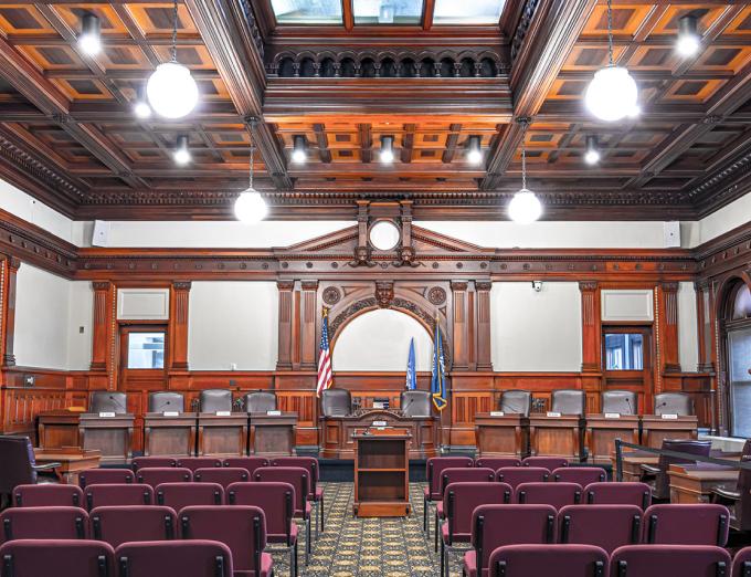 Photo of Rochester City Council Chambers.