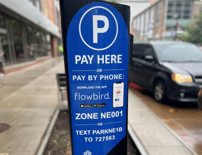 Photo of a payment parking meter in Downtown Rochester.